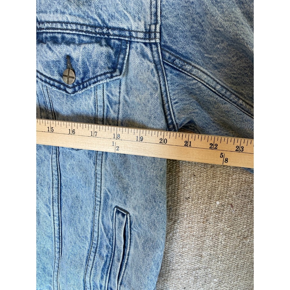 Mens  Sz Small KSUBI Distressed Jeans Denim Jacket Light Wash Rocker - Picture 7 of 10